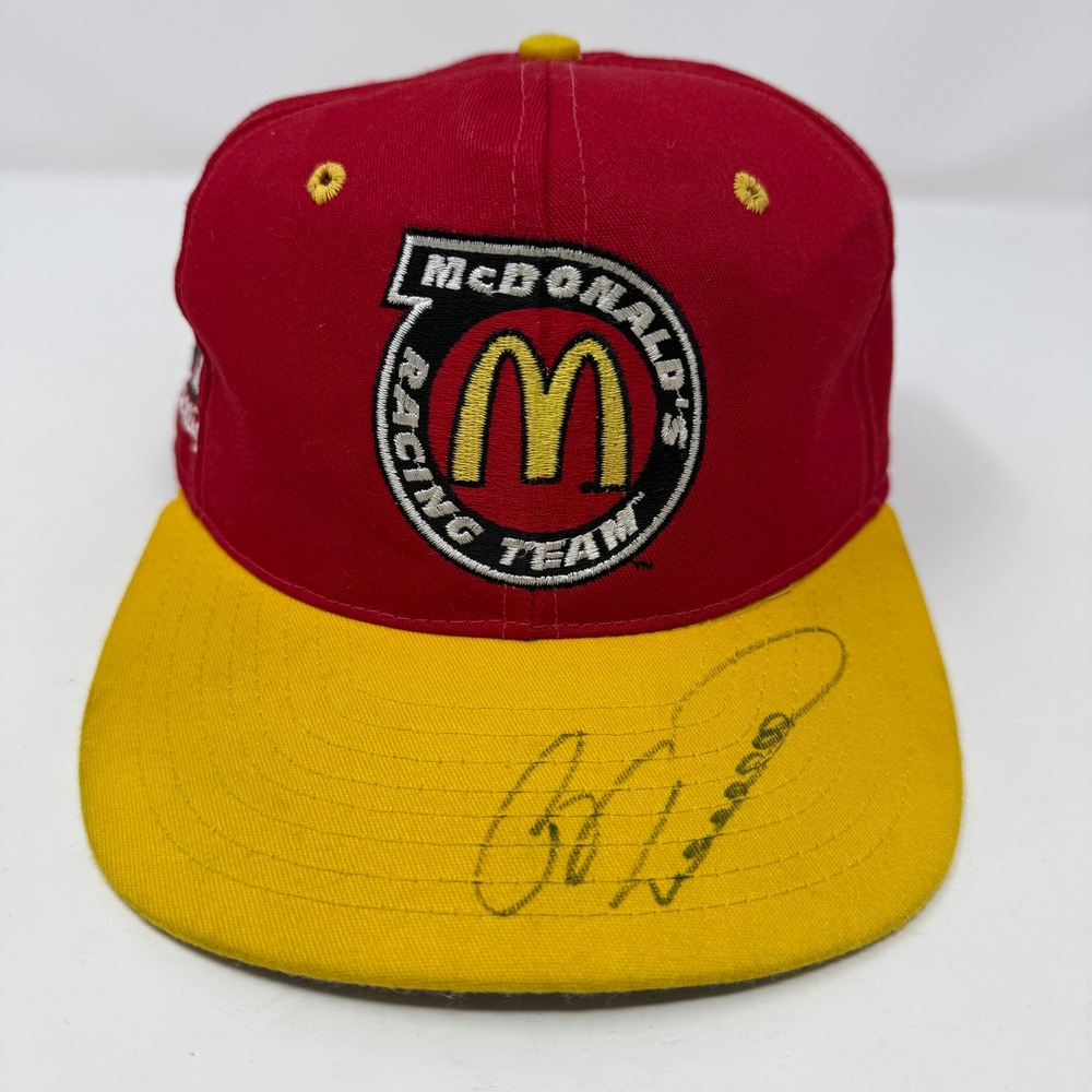 Vintage McDonalds Racing Team Bill Elliott 94 Snapback Hat AJD Red Yellow Cap